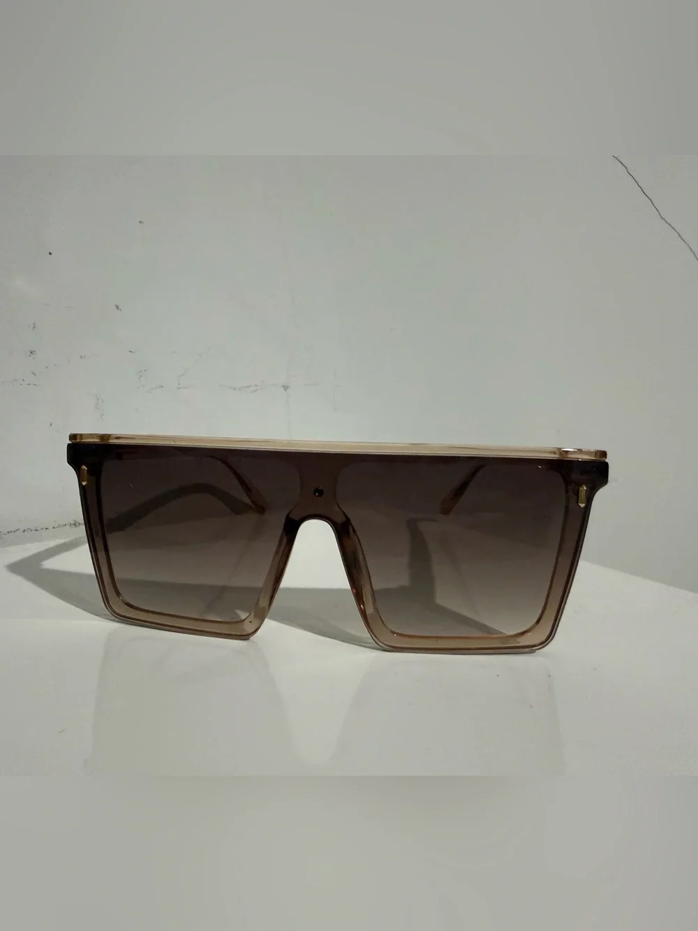 Dollger Oversized Square Flat Top Sunglasses Brown Gradient Lenses UV400